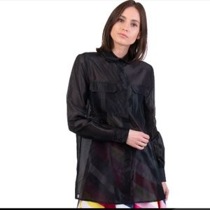 🆕️$485 Gaetano Navarra Oversized Sheer Black Top